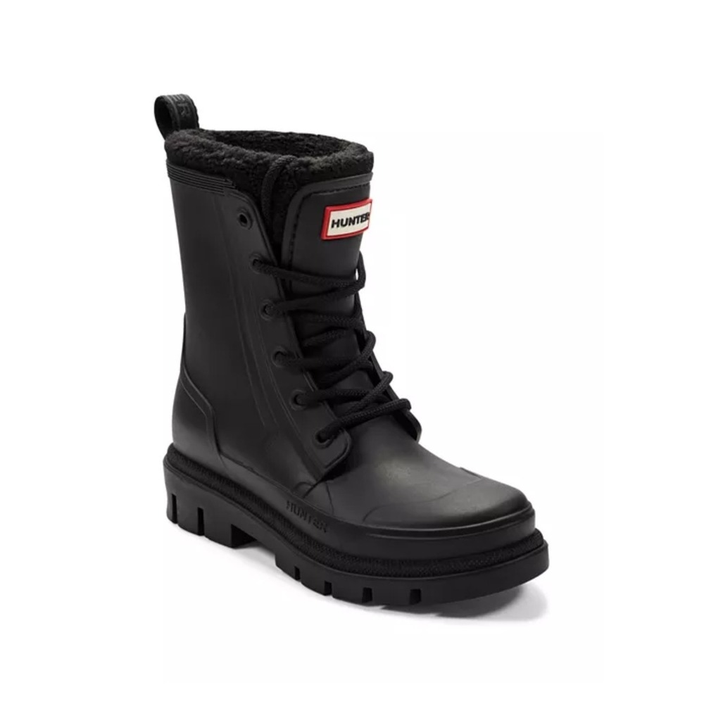 Hunter Women's Diana Waterproof Lace-Up Rain Boots Black Sz 11 NEW! $160